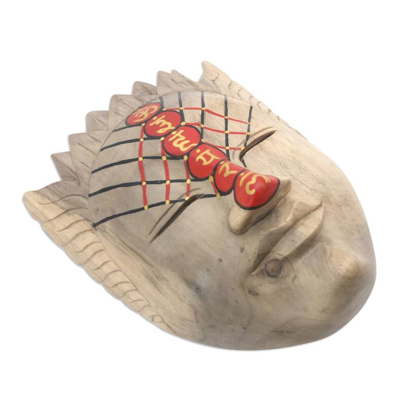 Novica Handmade Chakra Face Hibiscus Wood Mask