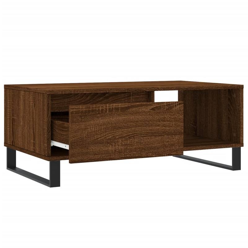 vidaXL Coffee Table Smoked/Brown Oak Engineered Wood, Metal 35.4x19.7x14.4 in - 19.7 x 35.4 x 14.4