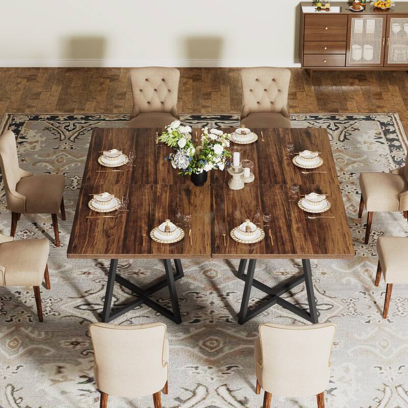 31.5” Square Dining Table for 4 with Metal Base for Dining Room