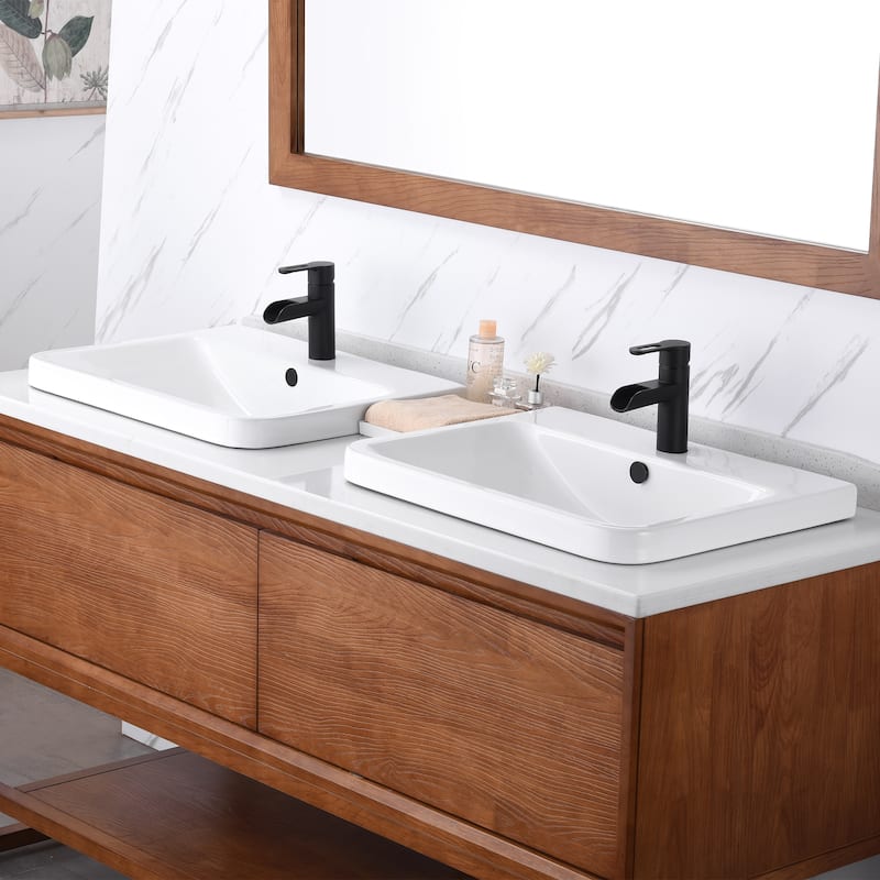 Luxier CS-028 Rectangular 24 in. Drop-In Ceramic Bathroom Sink