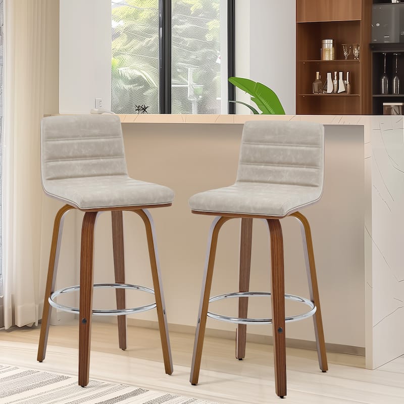 26"/29" Faux Leather Swivel Bar/Counter Stools, Set of 2/3 - Set of 2 - Griege - Bar Height