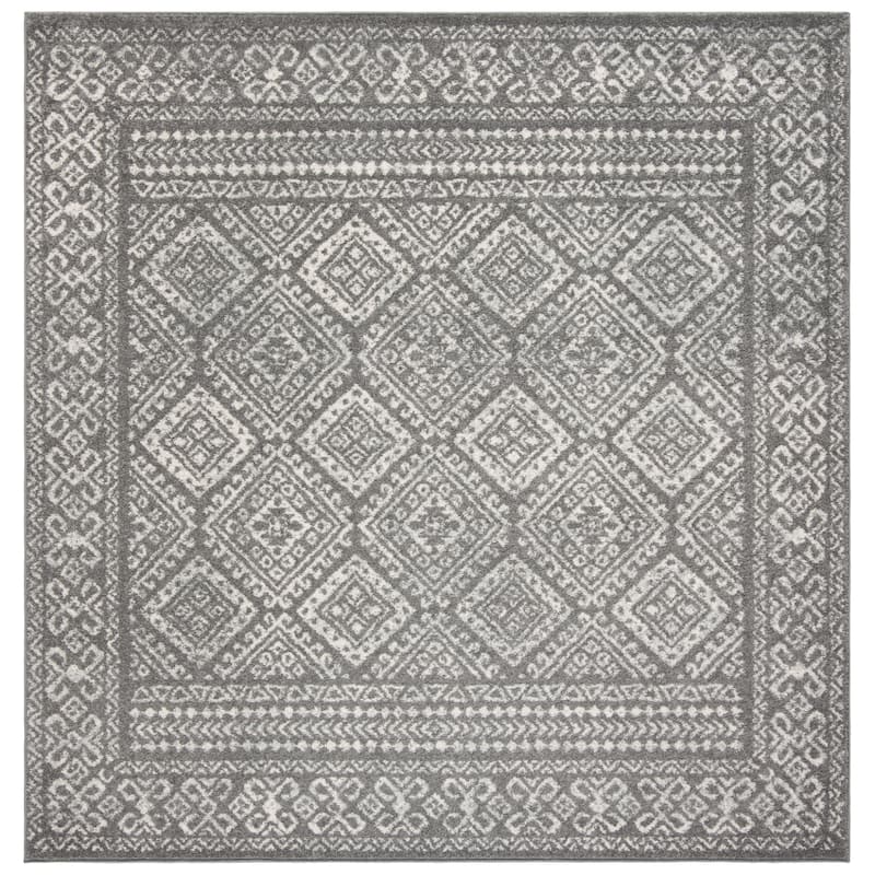 SAFAVIEH Tulum Yolonda Rustic Moroccan Boho Rug - 5' Square - Dark Grey/Ivory - Square