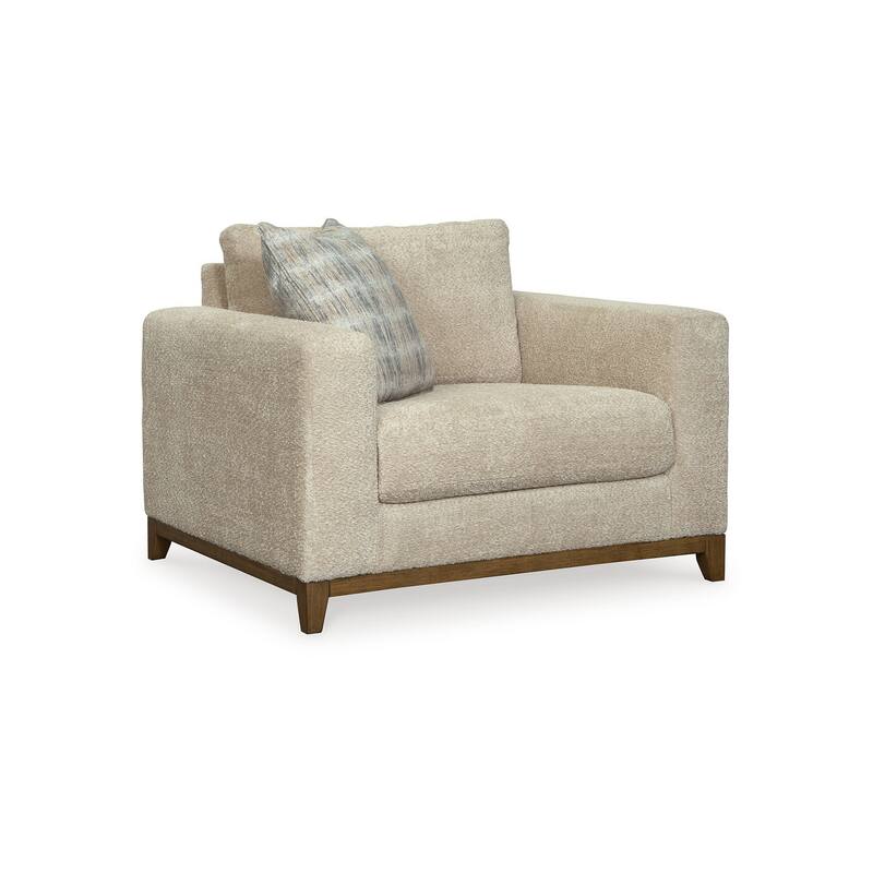 Klyn 47 Inch Accent Chair, Decorative Pillow, Oversized, Beige Polyester