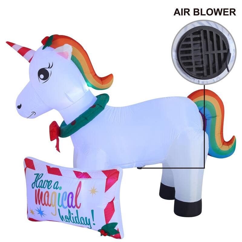 Syncfun 6 FT Christmas Inflatable Magical Unicorn with Builtin LEDs