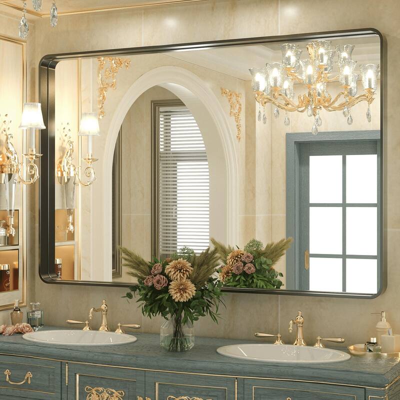 TETOTE Modern Metal Frame Wall Mounted Bathroom Vanity Mirror