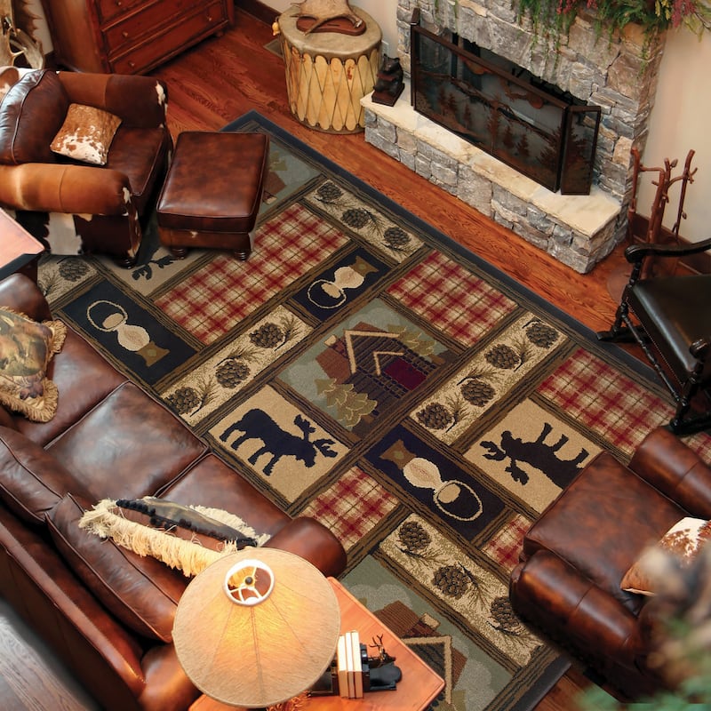 Style Haven Hearthstone Lodge Brown/ Red Area Rug