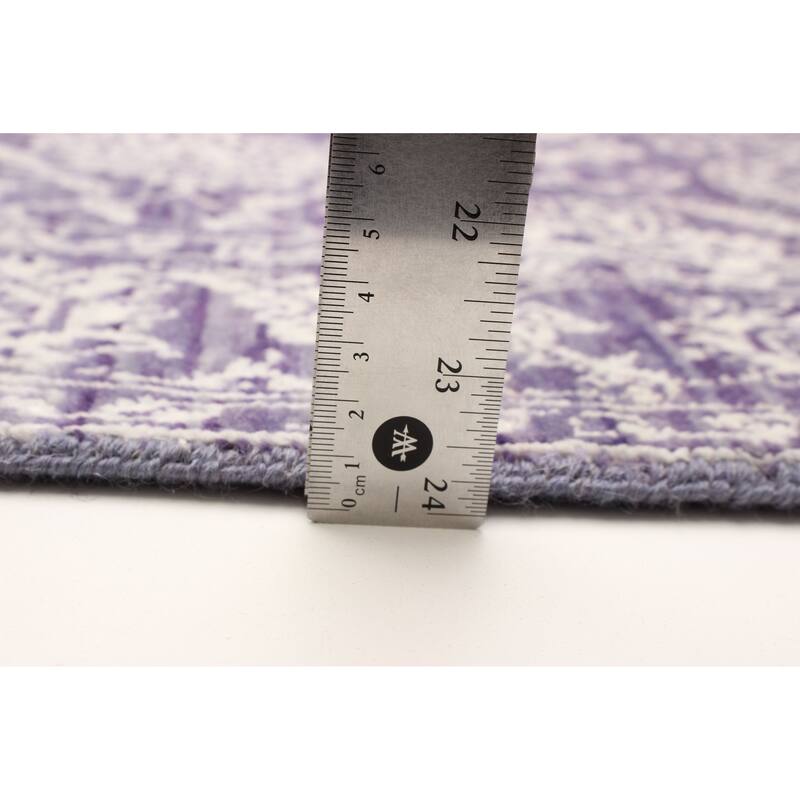 ECARPETGALLERY Hand-knotted Heritage Purple Silk, Wool Rug - 2' 7" x 12'