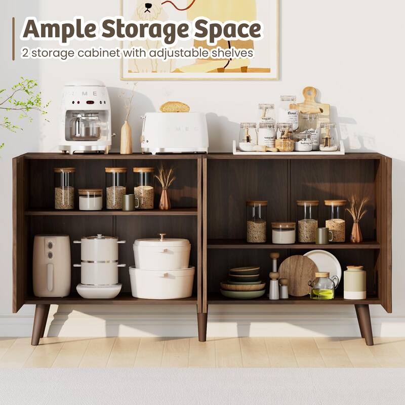 EROMMY 58" Accent Storage Cabinet with Adjustable Shelves, Sideboard Buffet with Doors for Living Room