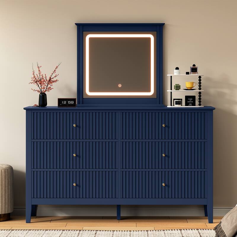 6 Drawer Dresser with Lighted Mirror - Blue