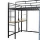 preview thumbnail 19 of 18, Full Loft Bed with Desk, Shelves, Power Outlet, LED Light & Wardrobe, Black