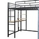preview thumbnail 40 of 78, Full Size Metal Loft Bed with Workstation Desk, Built-In Shelves, LED Light Strip, Power Outlet & Hanging Wardrobe Storage