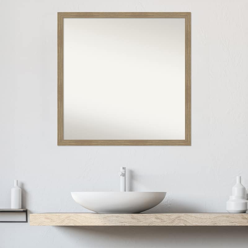 Woodgrain Stripe Non-Beveled Wood Framed Bathroom Vanity Wall Mirror
