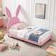preview thumbnail 13 of 31, VECELO Wooden Cute Rabbit Twin Bed Frame with Upholstered Headboard, Kids Bed Frame Set of 2