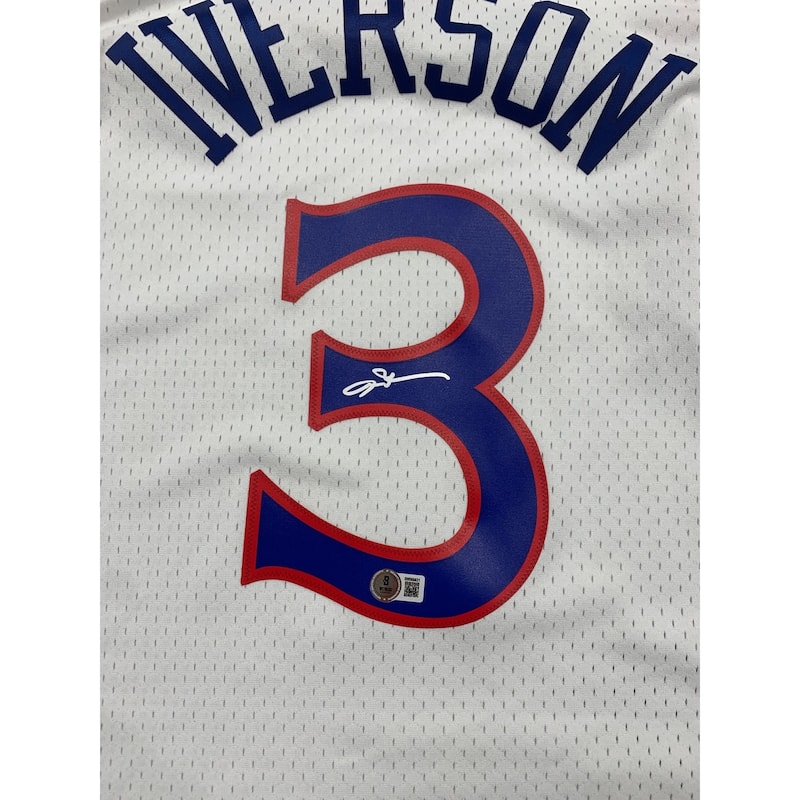 Allen Iverson Autographed Philadelphia 76ers Signed Mitchell and Ness White Basketball Swingman Jersey Beckett COA - 8' x 11'