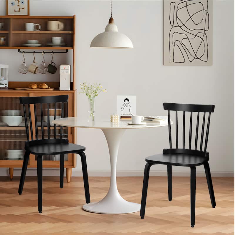 Solid Wood Slat Back Windsor Dining Chairs, Set of 2/4