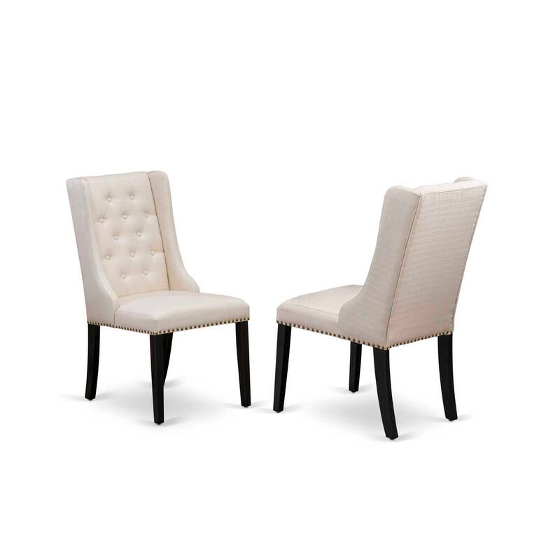 Parson Dining Chairs Set of 2 - Linen Fabric Upholstered Chairs with Nailhead Trim
