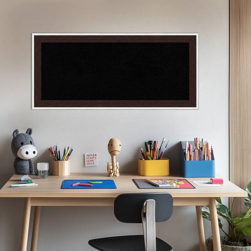 Maya Espresso Silver Framed Cork Board - Bulletin Board, Organization Board, Pin Board