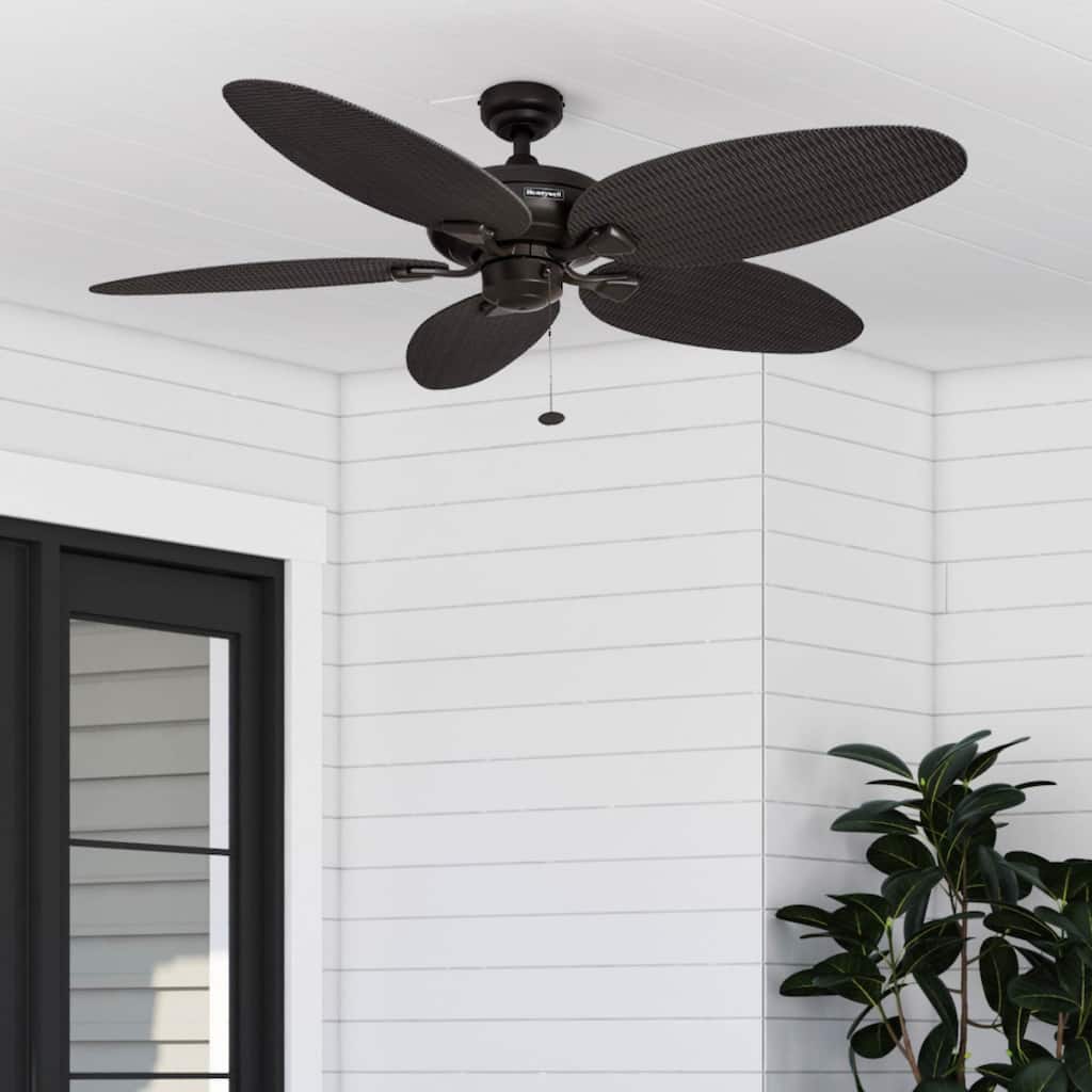 52" Honeywell Duval Bronze Indoor/Outdoor Ceiling Fan with No Light, Pull Chain