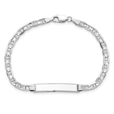 Curata 4.8mm 14k White Gold Engravable Nautical Ship Mariner Anchor Link ID Bracelet