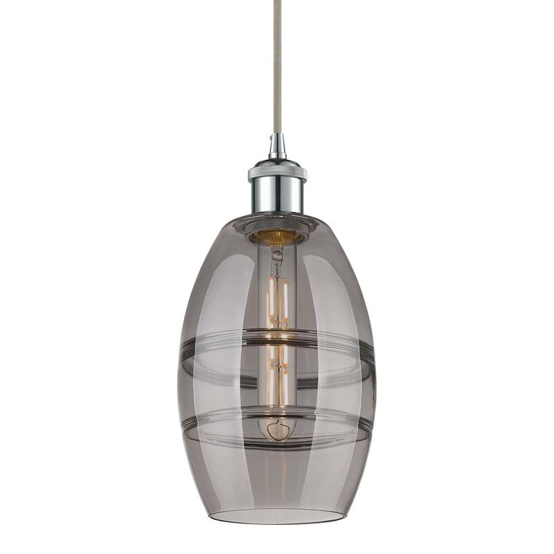 Innovations Lighting 516-1P-9-6 Vaz Pendant Vaz 6" Wide Mini Pendant - Polished Chrome / Light Smoke