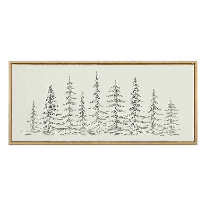 Kate and Laurel Sylvie Trees Canvas by The Creative Bunch Studio