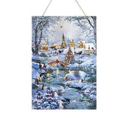 Snow-Covered Village LED Lighted Wall Hanging - MEDIUM