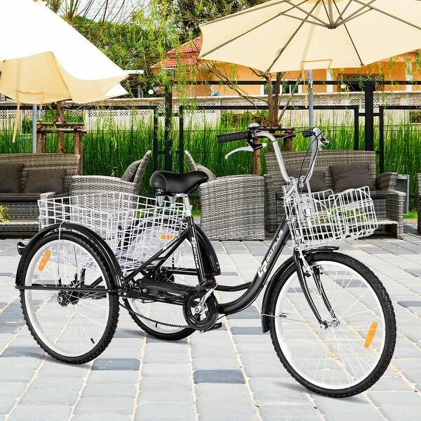 Goplus 26'' Single Speed 3-wheel Bicycle Adult Tricycle Seat Height  Adjustable W/ Bell - Bed Bath & Beyond - 22649832