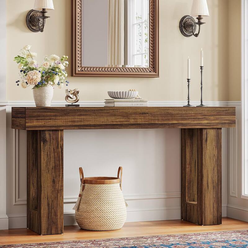 63" Wooden Console Table, Rectangular Sofa Table for Behind Couch, Entryway, HallwayLiving Room