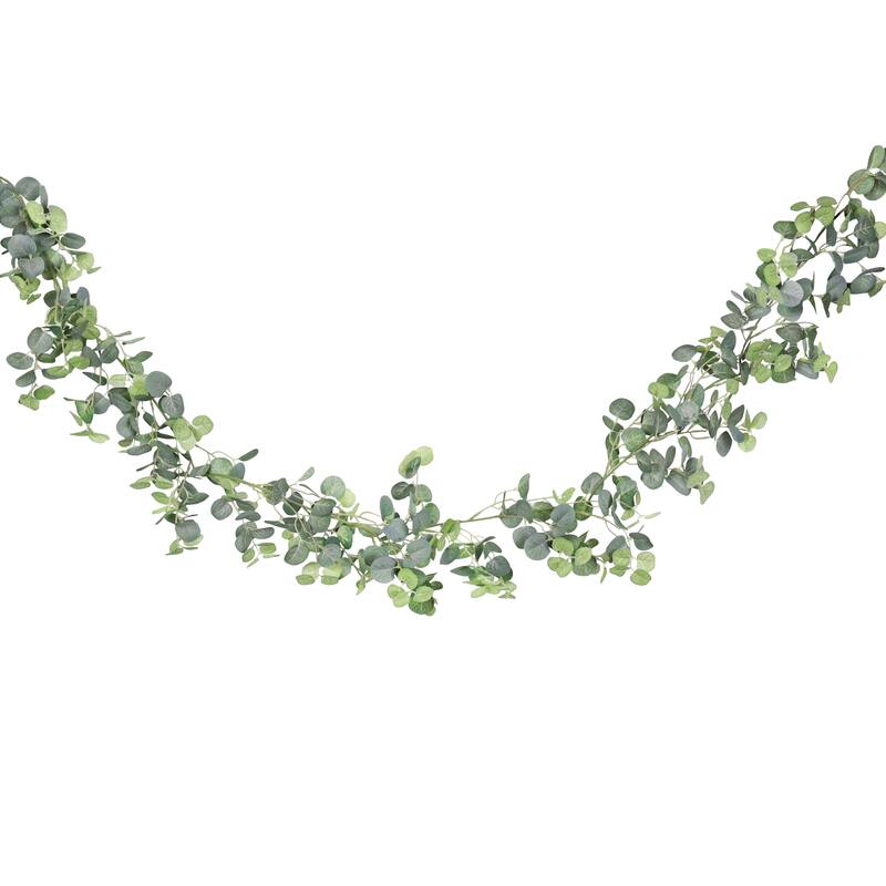 Set of 2 Frosted Green Artificial Eucalyptus Leaf Vine Hanging Plant Greenery Foliage Garland 6ft - Frosted Green - 72" L x 6" W x 6" DP