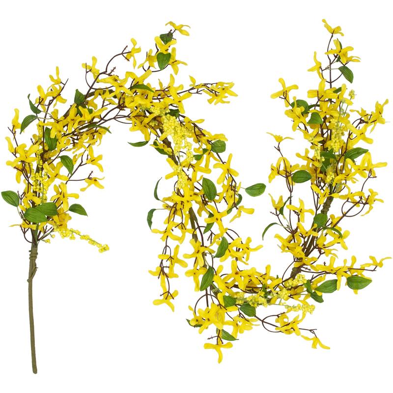 Forsythia and Berry Floral Spring Garland - 5' - Yellow