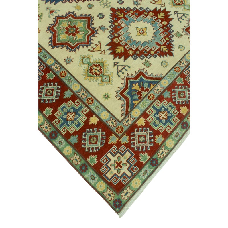 Noori Rug Kazak Clyftun Ivory/Red Rug - 6'6" x 9'6"