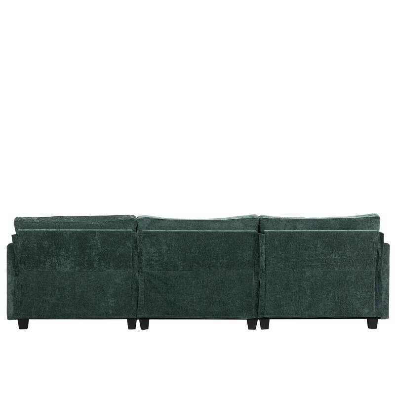 Chenille Modular Sofa, Upholstered Modern 3-Seater Couch with Ultra-Soft Cushions, Side Pocket