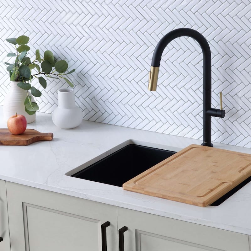 Single Handle Pull-Down Sprayer Kitchen Faucet K-141 - Height: 17.25" Spout H: 9" Spout R: 9"