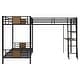 preview thumbnail 6 of 9, L-Shaped Twin Bunk Bed with Loft, Desk, and Shelves, Brown
