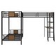 preview thumbnail 5 of 7, L-Shaped Twin Bunk Kids Bed Frame with Loft, Desk & Shelves, Easy Assembly, Brown