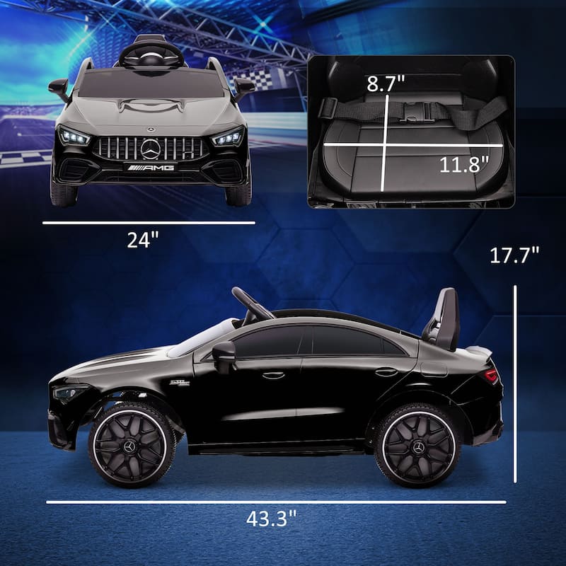 12V Kids Electric Car Battery Powered Ride on Car with Remote Control, Black Drift Car with LED Lights