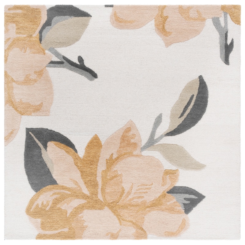 SAFAVIEH Handmade Jardin Milija Floral & Botanical Rug - 6' Square - Ivory/Beige