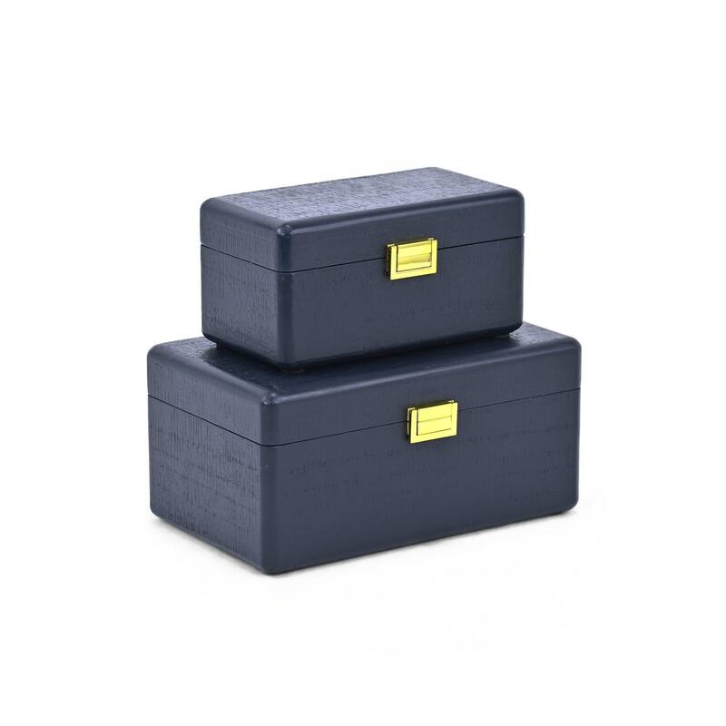 Sable Set of 2 Wooden Boxes with Gold Handles