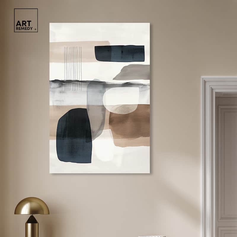 Art Remedy Layers Of Depth Gallery Wrapped Abstract Shapes 1 Piece Canvas Wall Art