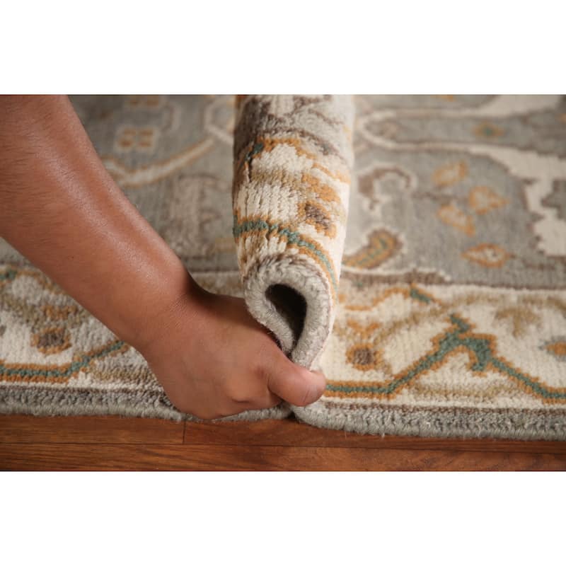 All-Over Oushak Oriental Runner Rug Hand-knotted Wool Carpet - 2'8"x 9'11"