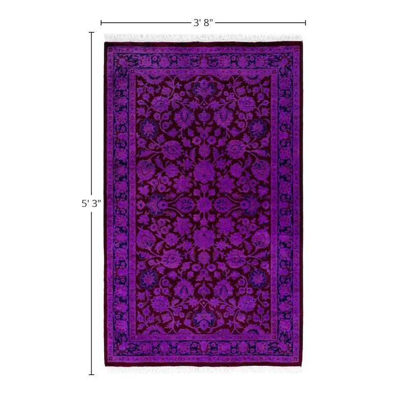 Overdyed One-of-a-Kind Hand-Knotted Area Rug - Purple - 3' 8" x 5' 3"