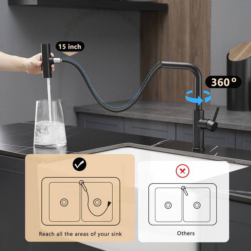 Versatile Kitchen Sink Faucet with Pull Out Sprayer