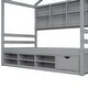 preview thumbnail 19 of 57, Wooden House-shaped Twin House Bed with Bedside Built-in Storage Shelves,Under Bed Storage,Kids and Baby