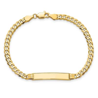 Curata 10k Yellow Gold 5.38mm Engravable Flat Curb Link ID Bracelet
