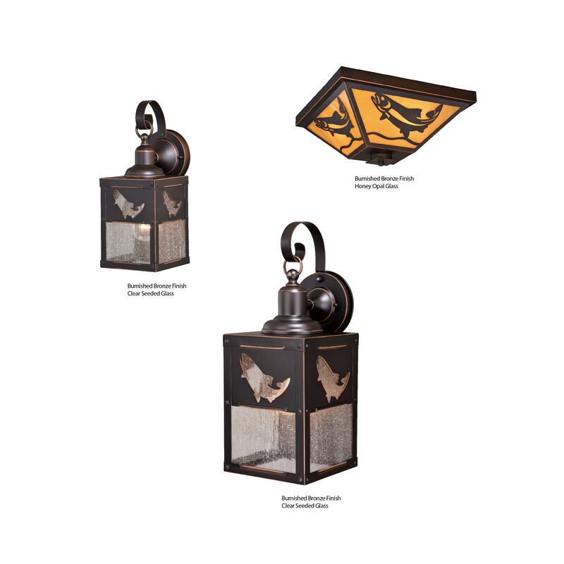 Missoula 1 Light Bronze Rustic Fish Outdoor Wall Lantern - 5-in W x 13-in H x 6-in D