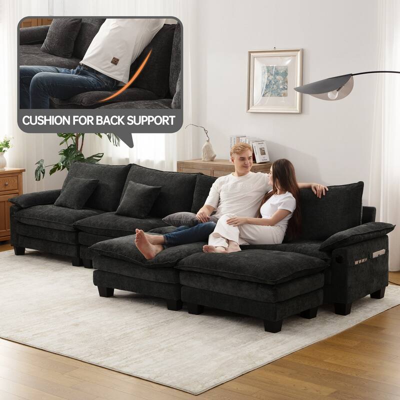 Living Room Furniture Sets, Modular Sectional Sofa Set with Ottoman for Living Room, Convertible Sofa Couch