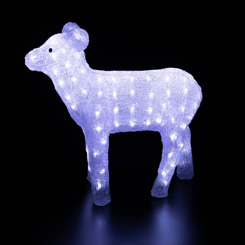 18" Lighted Acrylic Baby Reindeer Christmas Outdoor Decoration - Clear