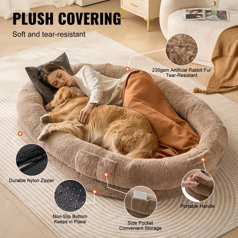 Human Dog Bed for Adult for You and Pet Light Grey