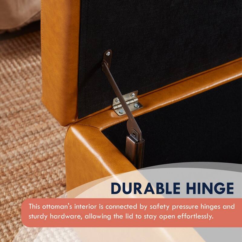 Hamilton Upholstered Rectangle Storage Ottoman with Hinge Lid - 40" x 15" x 16"