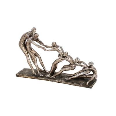 Polystone People Sculpture - Silver - Roche River Decor - 3"W x 13"L x 8"H